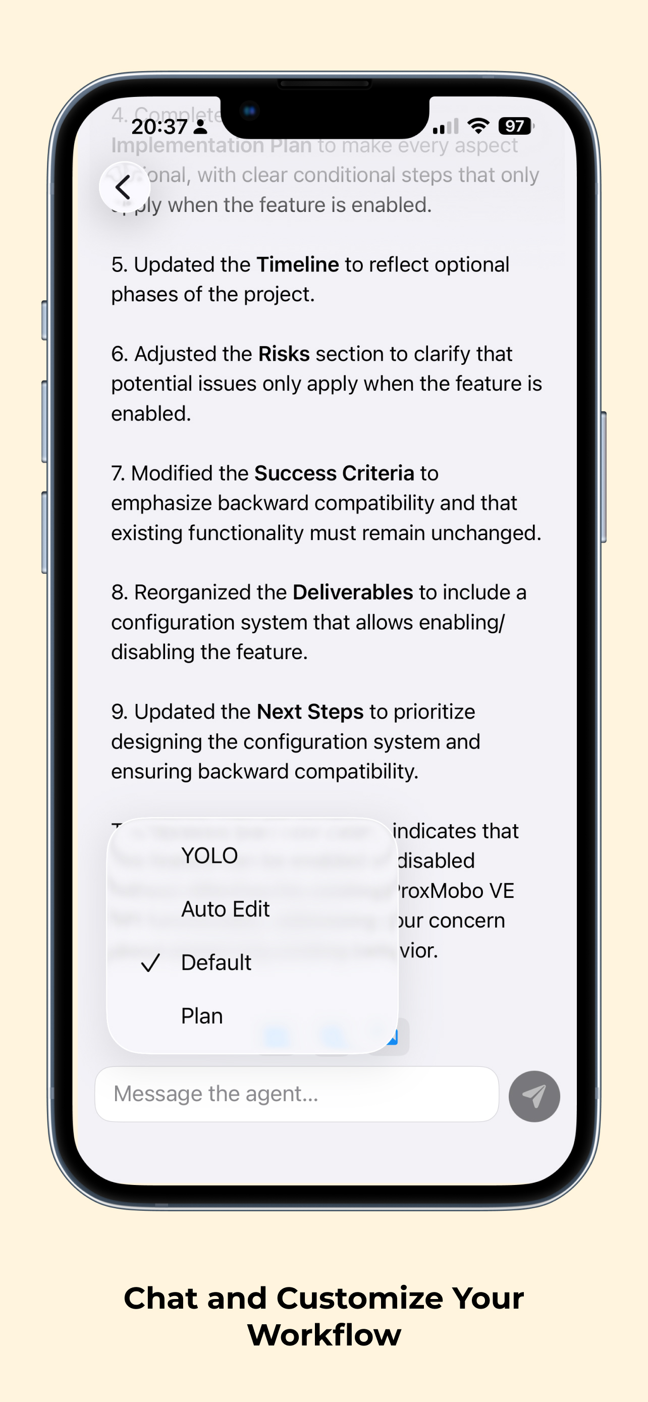 Agmente chat view - Real-time conversations